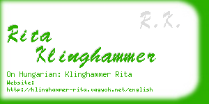 rita klinghammer business card